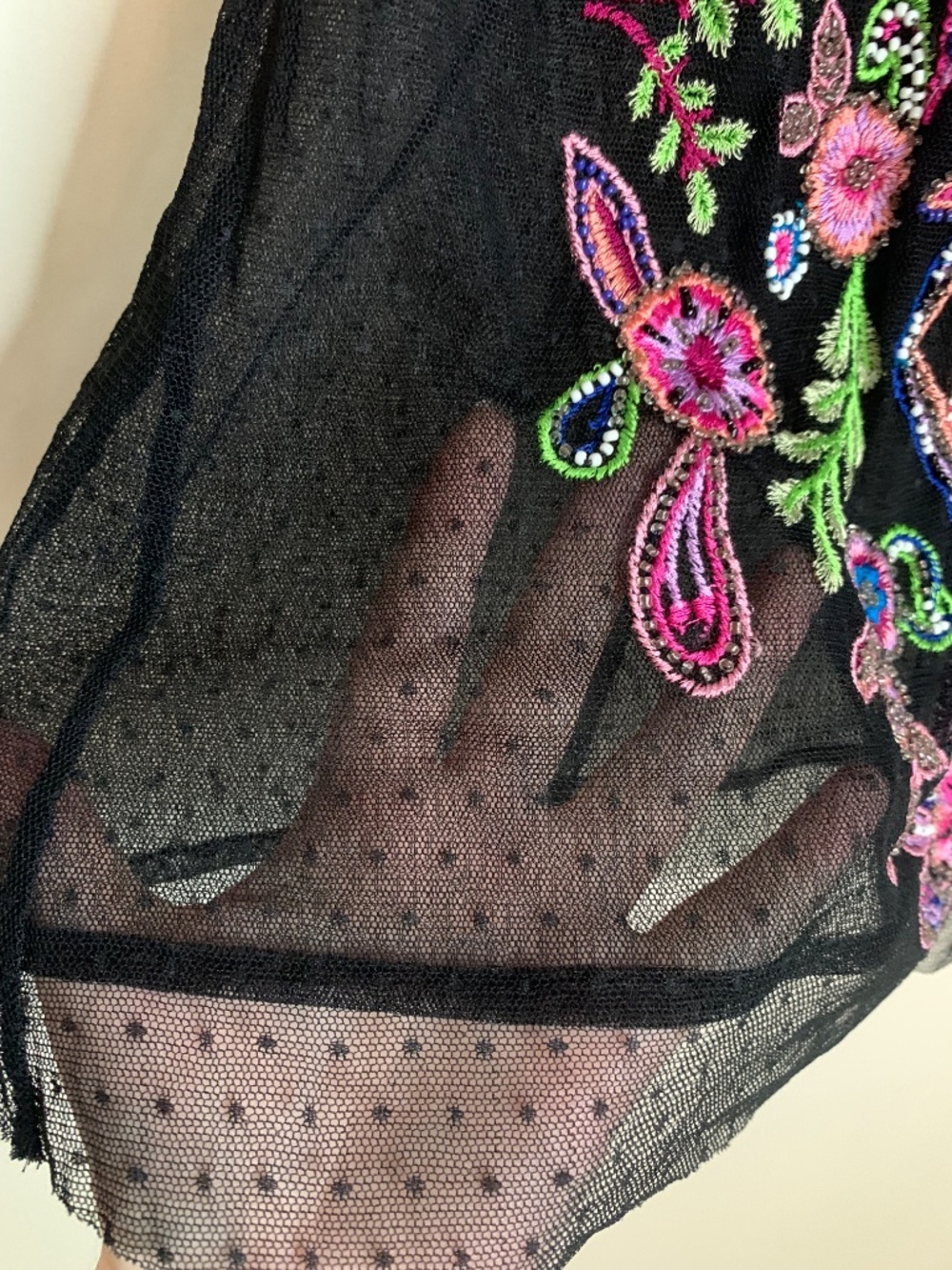 Guess Y2K Beaded Semi Sheer Black Colourful Halter Top XS - Picture 11 of 12